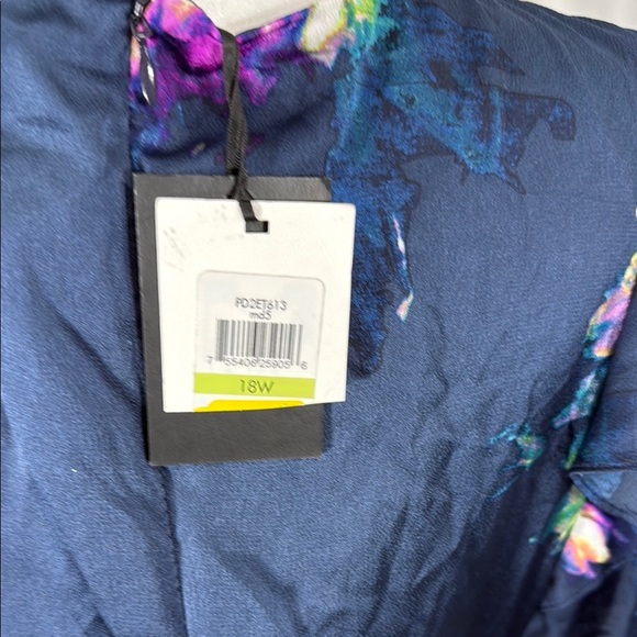 DKNY Dark Blue Floral Wrap Midi Dress - Picture 9 of 10